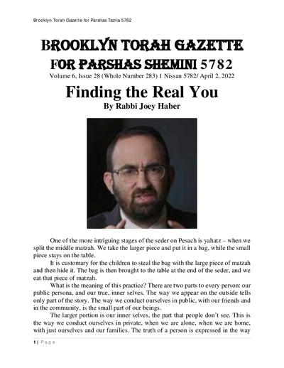 Brooklyn Torah Gazette — Parshas Tazria