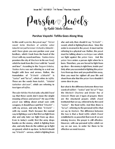 Parsha Jewels — Parshas Vayechi