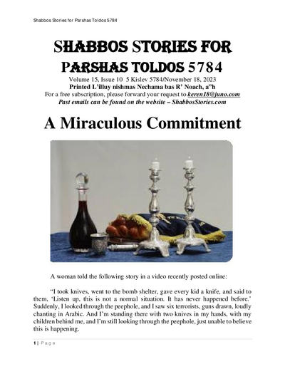 Shabbos Stories — Parshas Toldos