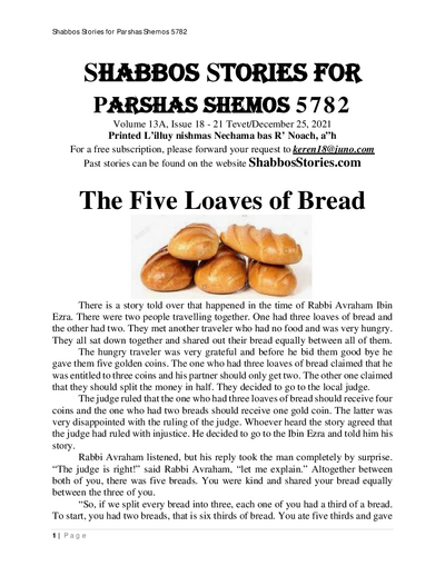 Shabbos Stories — Parshas Shemos