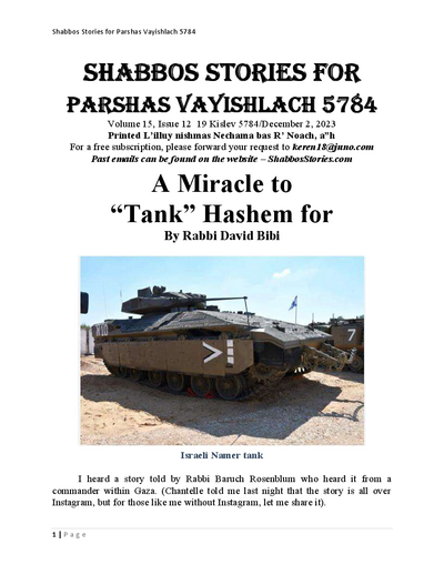 Shabbos Stories — Parshas Vayishlach