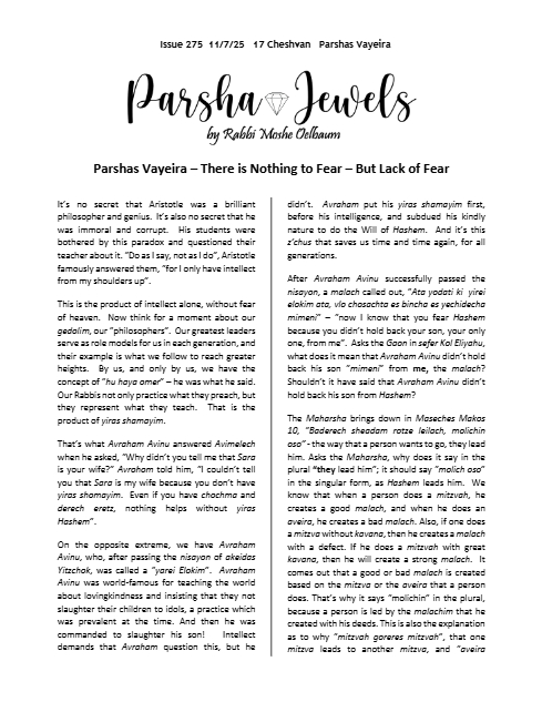 Parsha Jewels — Parshas Vayeira