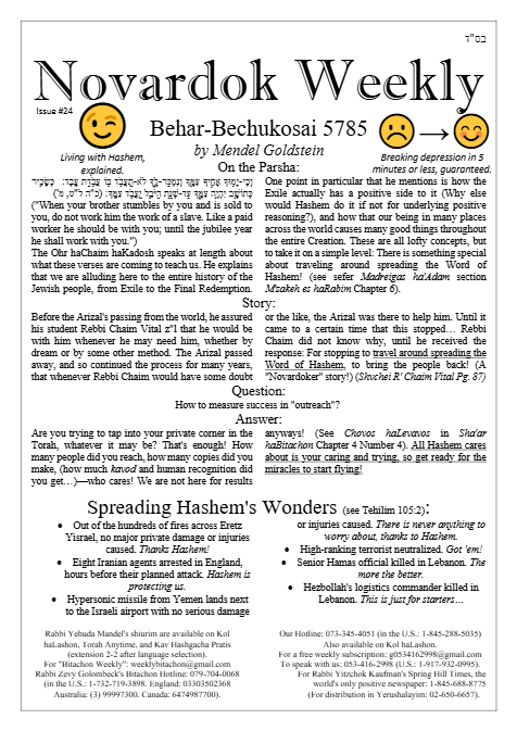 Novardok weekly — Parshas Behar - Bechukosai