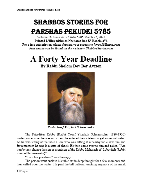 Shabbos Stories — Parshas Pekudei