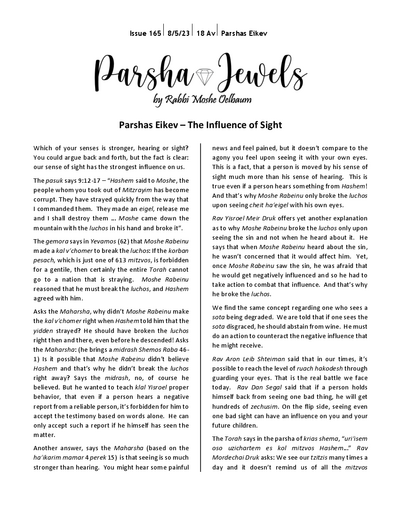 Parsha Jewels — Parshas Eikev