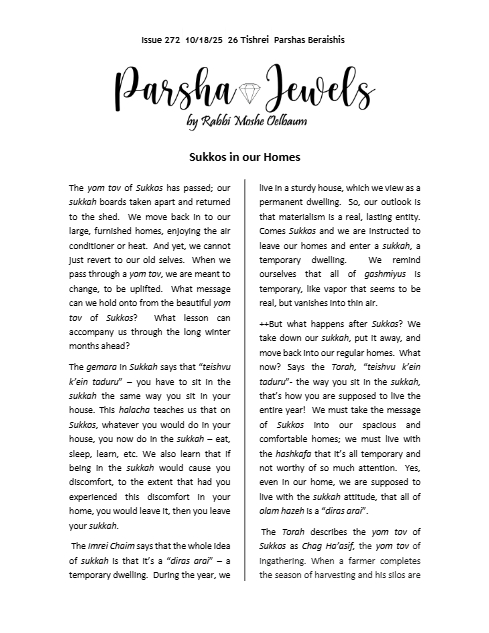 Parsha Jewels — Parshas Bereishit