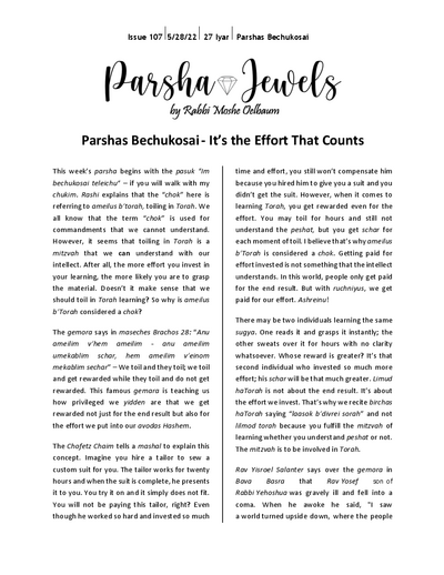 Parsha Jewels — Parshas Bechukotai