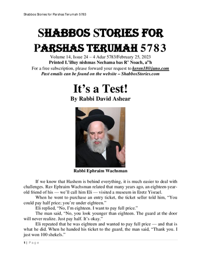 Shabbos Stories — Parshas Terumah