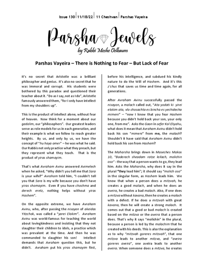 Parsha Jewels — Parshas Vayeira