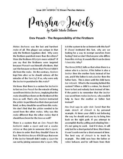 Parsha Jewels — Parshas Metzora