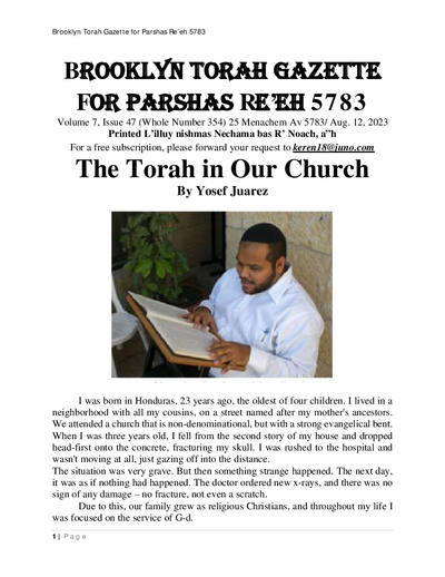 Brooklyn Torah Gazette — Parshas Re'eh