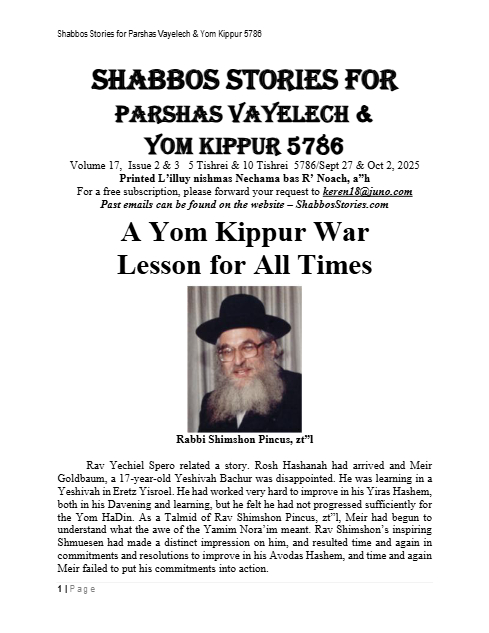 Shabbos Stories — Parshas Vayelech