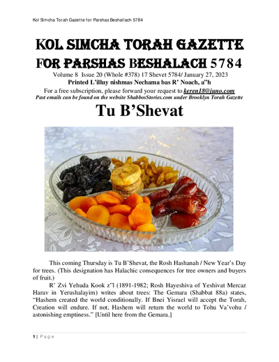 Brooklyn Torah Gazette — Parshas Beshalach
