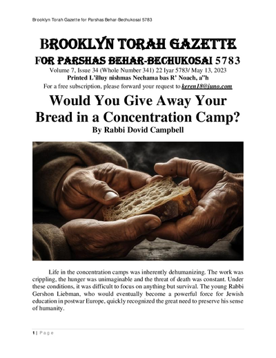 Brooklyn Torah Gazette — Parshas Behar - Bechukosai