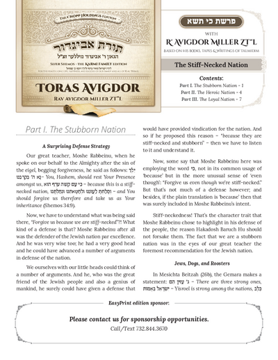 Toras Avigdor — Parshas Ki Tisa