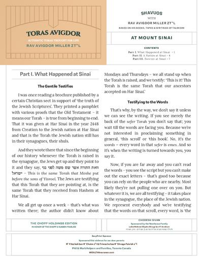 Toras Avigdor — Parshas Bamidbar