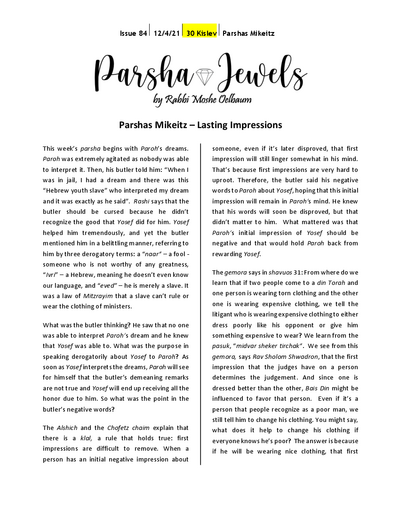 Parsha Jewels — Parshas Mikeitz