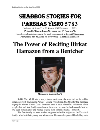 Shabbos Stories — Parshas Yisro