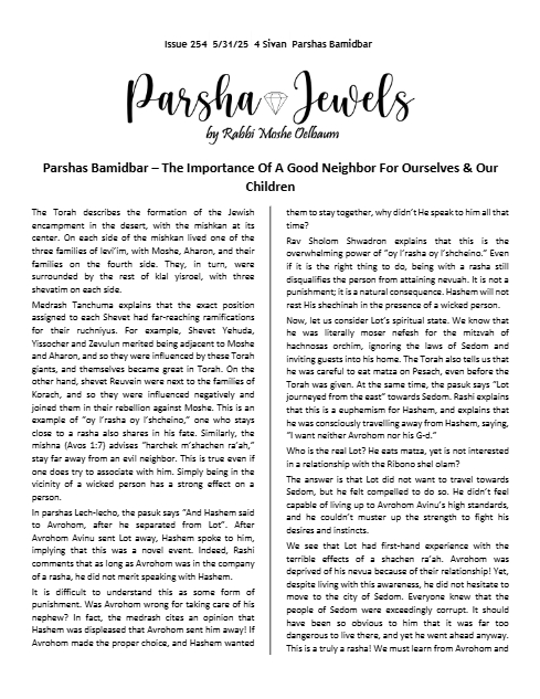 Parsha Jewels — Parshas Bamidbar