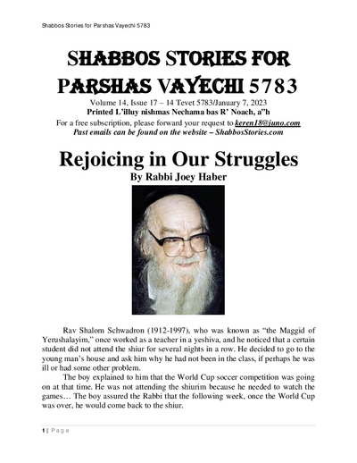 Shabbos Stories — Parshas Vayechi