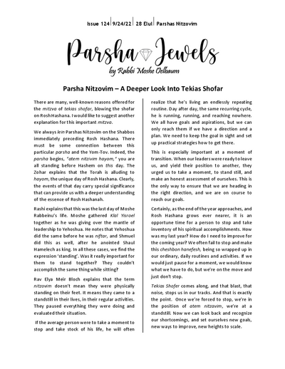 Parsha Jewels — Parshas Nitzavim