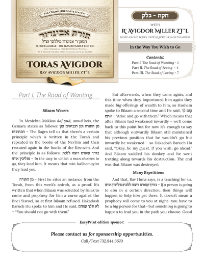 Toras Avigdor — Parshas Chukas - Balak