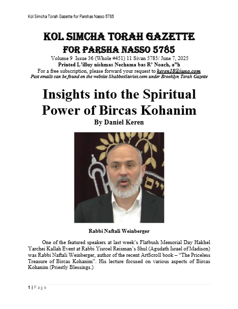 Brooklyn Torah Gazette — Parshas Naso