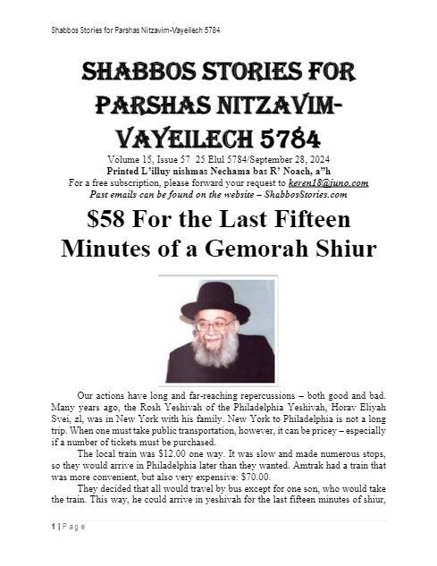 Shabbos Stories — Parshas Nitzavim-Vayelech