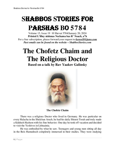 Shabbos Stories — Parshas Bo