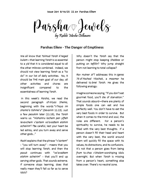 Parsha Jewels — Parshas Eikev