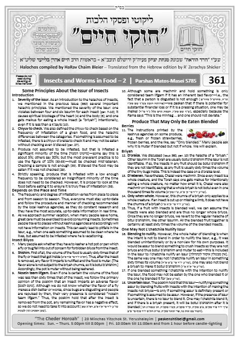 Chukai Chaim — Parshas Matos-Massei