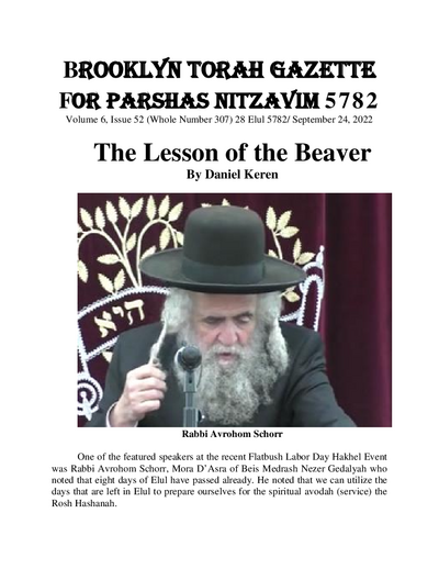 Brooklyn Torah Gazette — Parshas Nitzavim