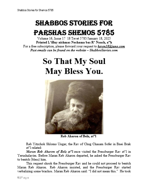 Shabbos Stories — Parshas Shemos
