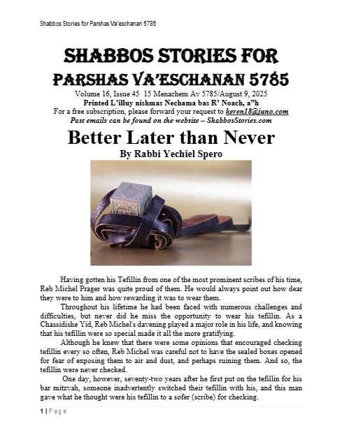 Shabbos Stories — Parshas Va'etchanan