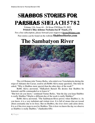 Shabbos Stories — Parshas Shlach