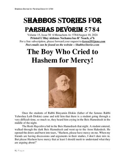Shabbos Stories — Parshas Devarim