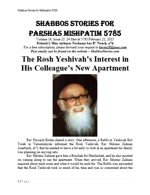 Shabbos Stories — Parshas Mishpatim