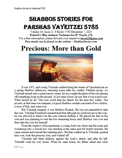 Shabbos Stories — Parshas Vayeitzei