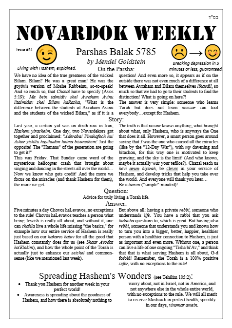 Novardok weekly — Parshas Balak