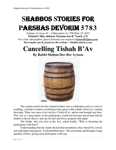 Shabbos Stories — Parshas Devarim