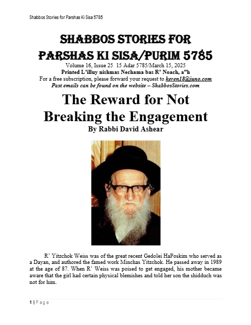 Shabbos Stories — Parshas Ki Sisa
