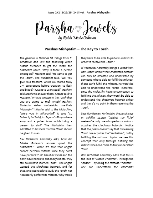 Parsha Jewels — Parshas Mishpatim