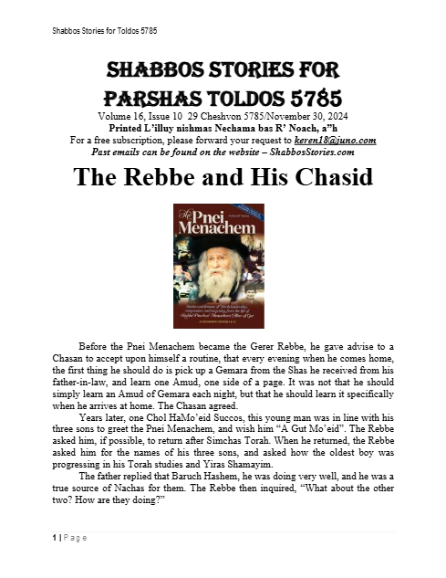 Shabbos Stories — Parshas Toldos