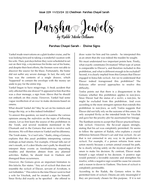 Parsha Jewels — Parshas Chayei Sarah