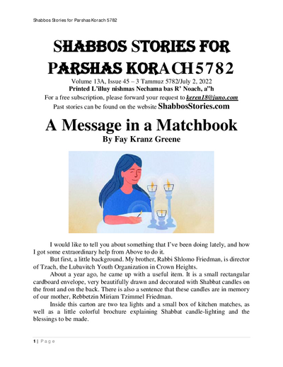 Shabbos Stories — Parshas Korach